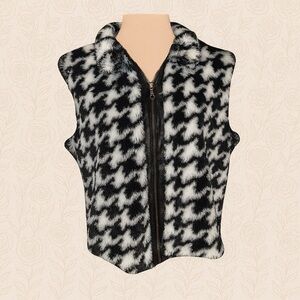 Multiples Black and White Houndstooth Vest